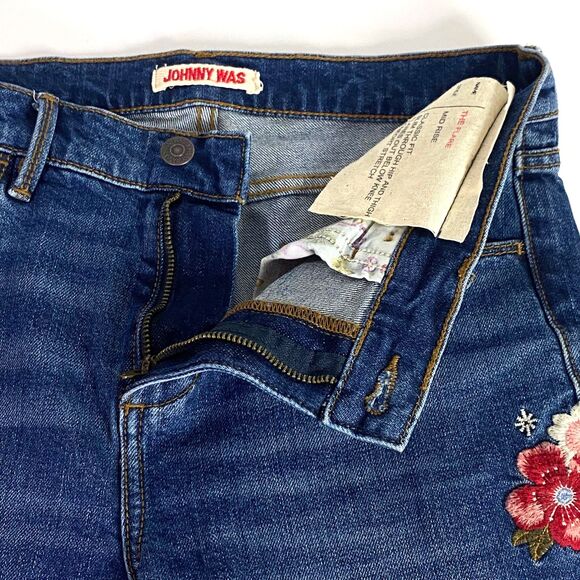 Johnny Was The Flare Embroidered Jeans Womens 25 Multicolor Floral Celestial - Picture 6 of 16